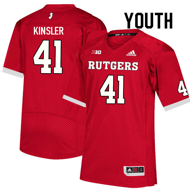 Youth #41 Jordan Kinsler Rutgers Scarlet Knights College Football Jerseys Sale-Scarlet